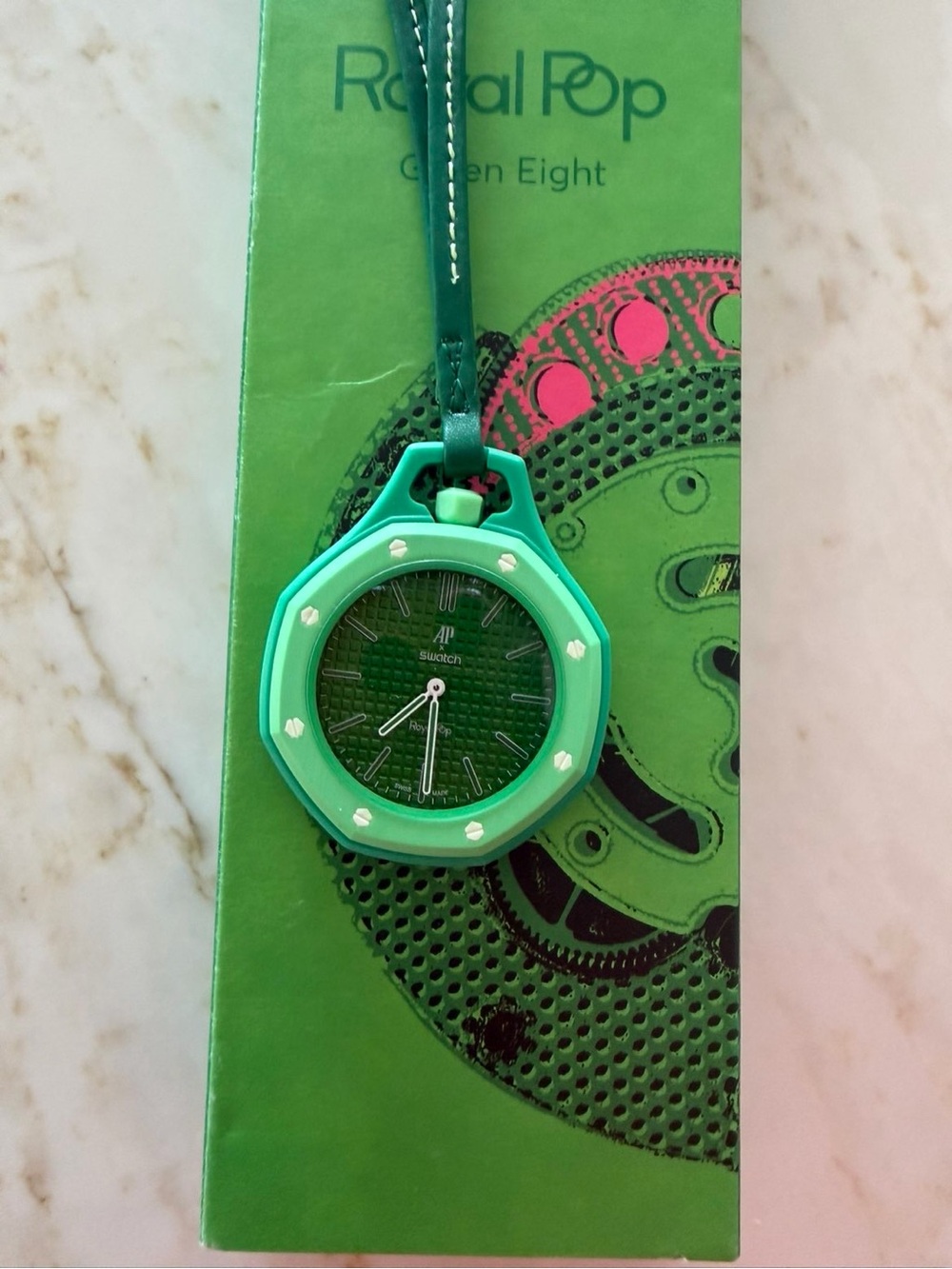 Swatch Green Octagonal Pendant Watch with Matching Strap